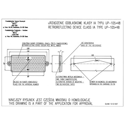 105mmx48 mm VİDALI SARI REFLEKTÖR E BELGELİ