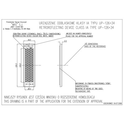 126mmx34 mm YAPIŞKANLI SARI REFLEKTÖR E BELGELİ